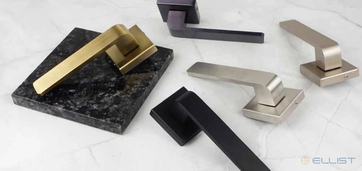 ELLIST mortise handle model JK- 104 photographed across finishes