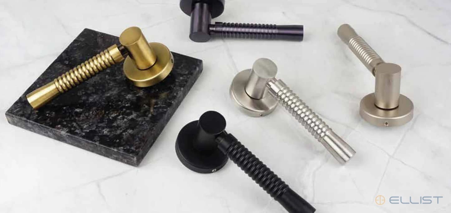 ELLIST mortise handle model MH 415 photographed across finishes